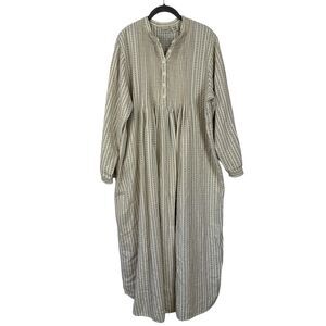 L.L. Bean Dobby Nightgown Women Large Cotton Flannel Pintuck Prairie Modest Cozy